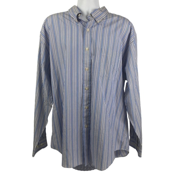 Alexander Julian Striped Long Sleeve Button Down Collar Shirt Men's XXL Blue - Picture 2 of 8